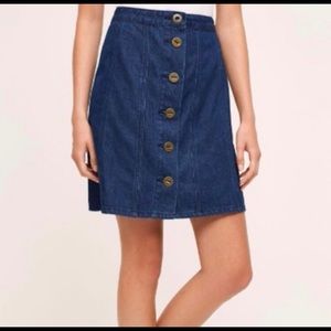 Anthropologie Denim Gold Button Up Skirt